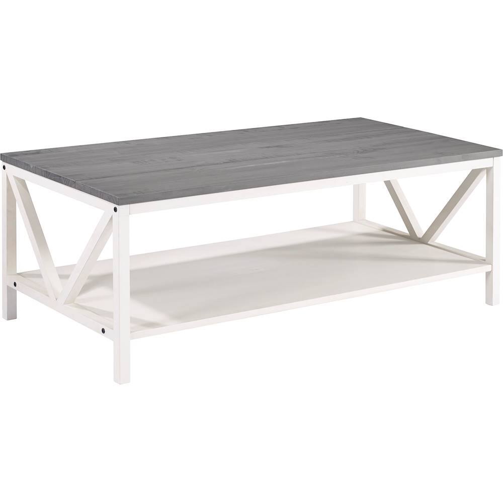 Angle. Walker Edison - Rectangular Farmhouse Solid Pine Wood Coffee Table - Gray.