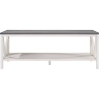 Walker Edison - Rectangular Farmhouse Solid Pine Wood Coffee Table - Gray - Front_Zoom