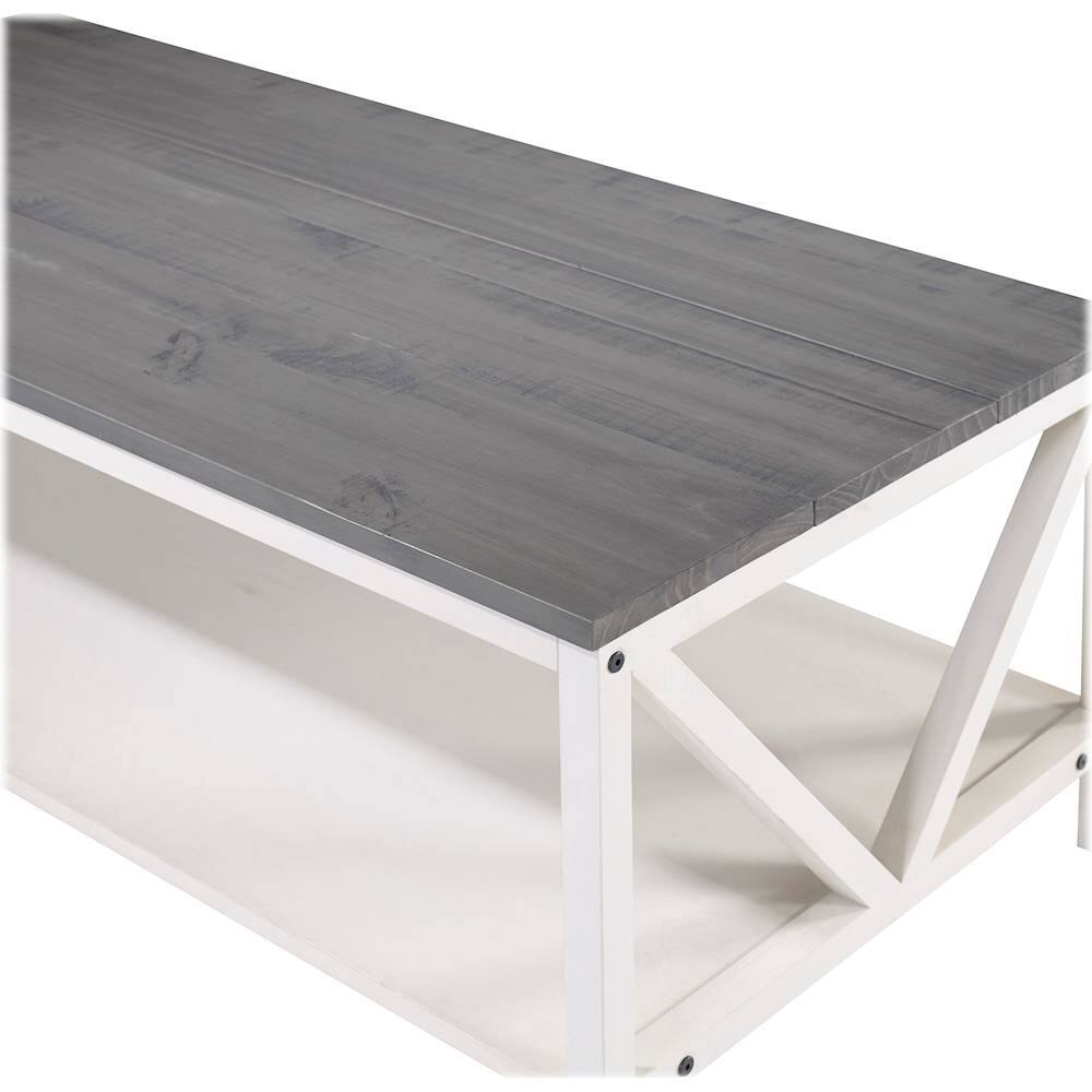 Alt View 11. Walker Edison - Rectangular Farmhouse Solid Pine Wood Coffee Table - Gray.