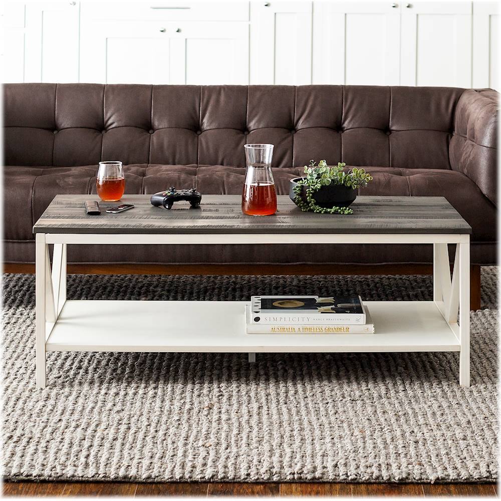 Alt View 12. Walker Edison - Rectangular Farmhouse Solid Pine Wood Coffee Table - Gray.