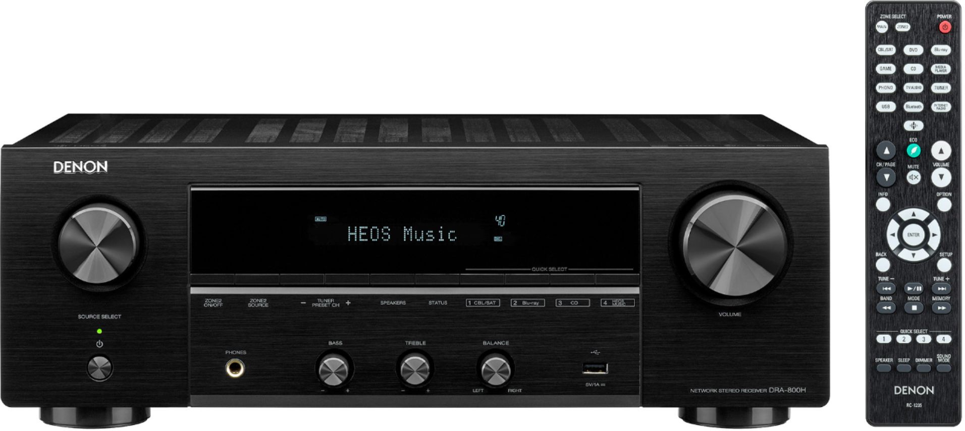 Denon DRA-800H 2-Channel Stereo Network Receiver for Home Theater | Hi-Fi Amplification | Connects to All Audio Sources - Black