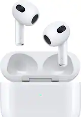Front. Apple - AirPods (3rd generation) with Lightning Charging Case - White.