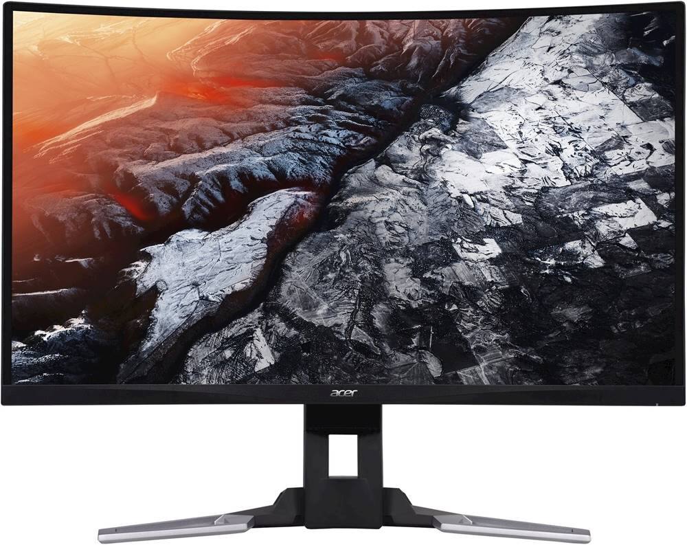 Front. Acer - Refurbished 31.5" LED Curved QHD FreeSync Monitor - Black.