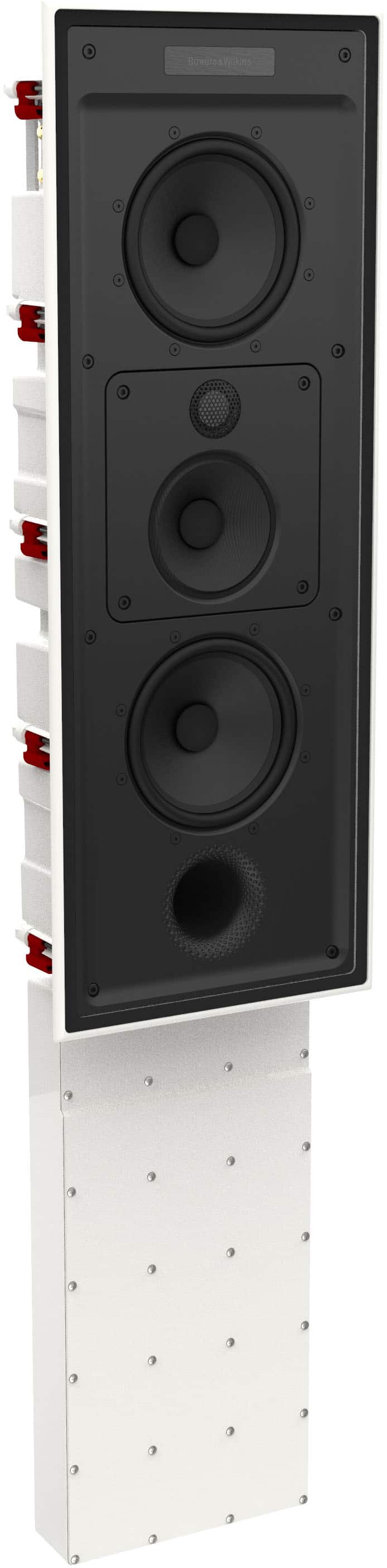 Left. Bowers & Wilkins - CI700 Series In Wall 3-way Speaker w/4" midrange, dual 6" bass drivers, includes retrofit back box (each) - White.