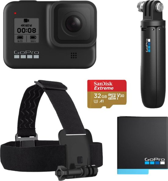 GoPro - HERO8 Black Live Streaming Action Camera Holiday Bundle - Black