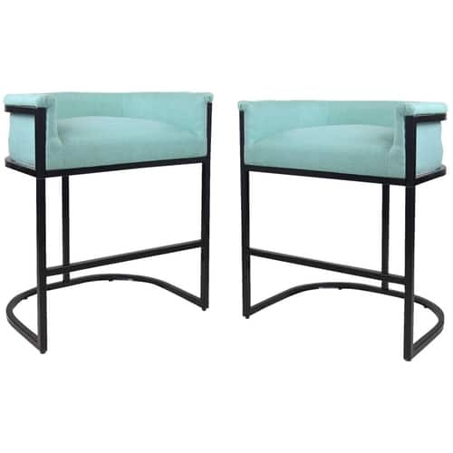 Noble House - Bogota Fabric Barstools (Set of 2) - Light Blue