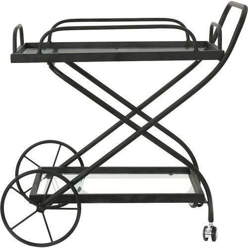 Noble House - Paxon Tempered Glass and Iron Bar Cart - Black