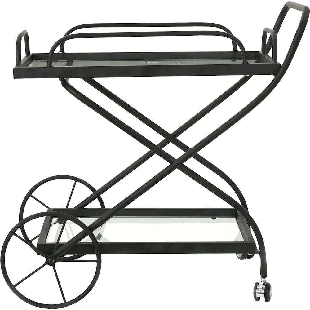 Angle View: Noble House - Paxon Tempered Glass and Iron Bar Cart - Black