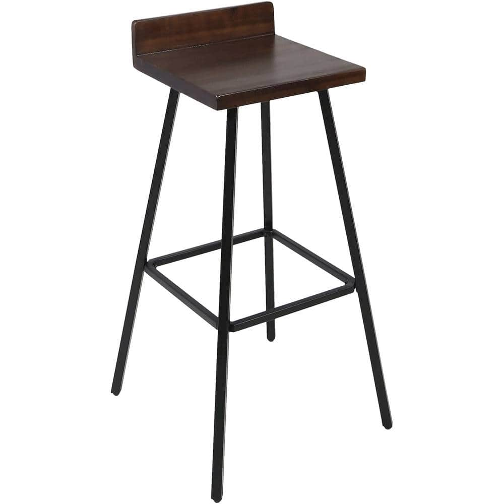 Angle View: Noble House - Arivaca Iron and Acacia Wood Barstools (Set of 2) - Dark Brown