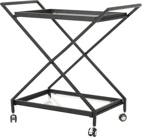 Noble House - Sudbury Iron and Glass Bar Cart - Black