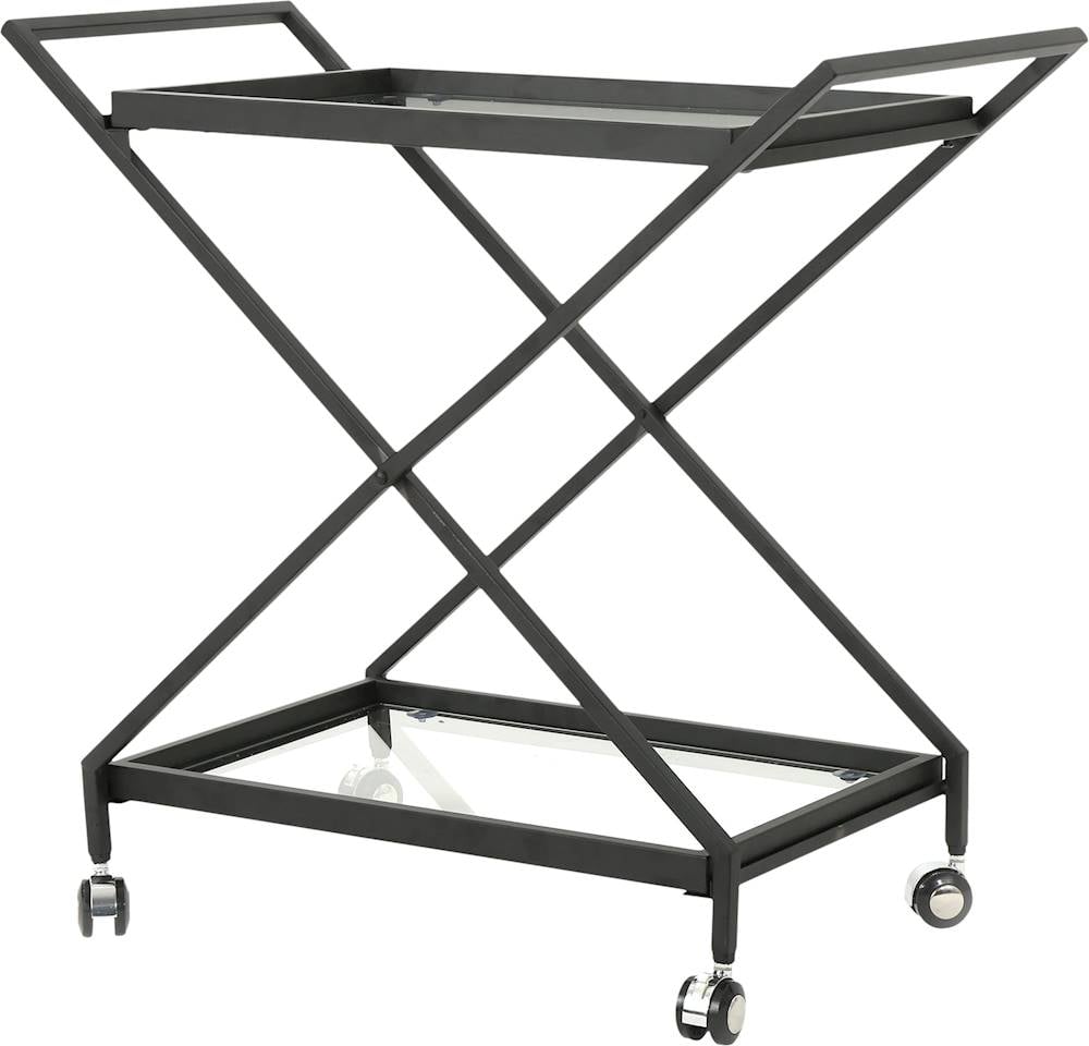 Angle View: Noble House - Sudbury Iron and Glass Bar Cart - Black