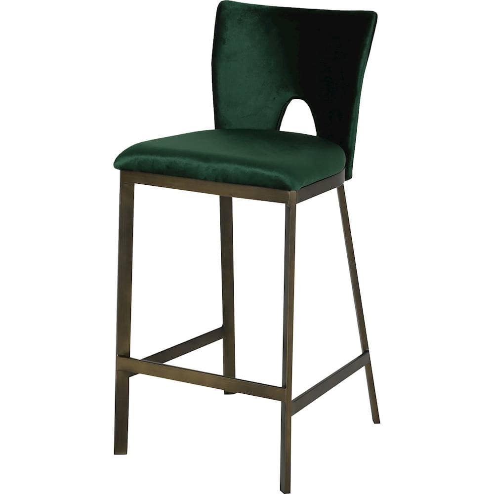 Left View: Noble House - Chewalla Velvet Counter Stool (Set of 2) - Emerald