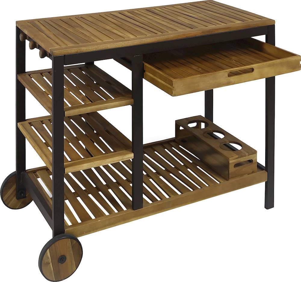 Angle View: Noble House - Girdwood Wood and Iron Bar Cart - Teak