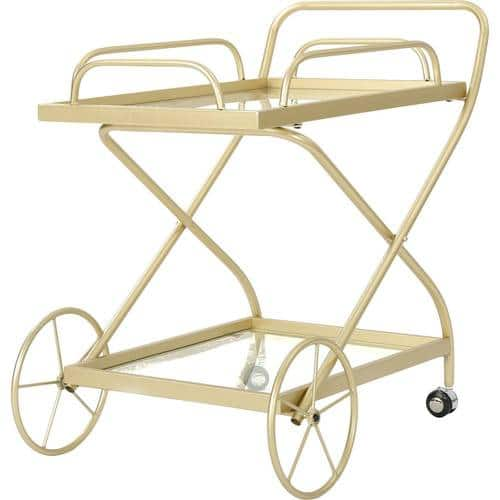 Noble House - Paxon Tempered Glass and Iron Bar Cart - Gold