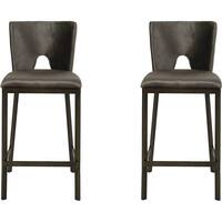 Noble House - Chewalla Velvet Counter Stool (Set of 2) - Gray - Front_Zoom