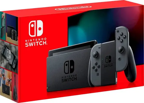 Front. Nintendo - Geek Squad Certified Refurbished Switch - Gray Joy-Con.