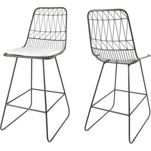 Noble House - Beechgrove Geometric Iron Cafe Stools (Set of 2) - Gray