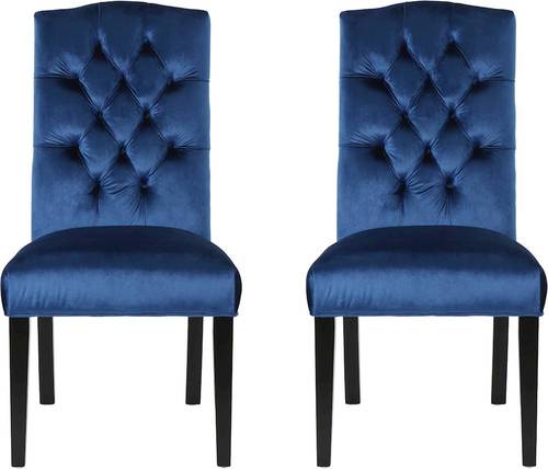 Noble House - Dyersburg Velvet Fabric Dining Chair (Set of 2) - Navy Blue