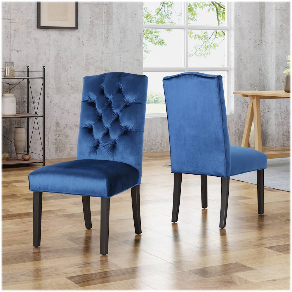 Noble House Foxhall Tufted Velvet Dining Chair Cushion in Blue (Set of 4),  1 - Harris Teeter