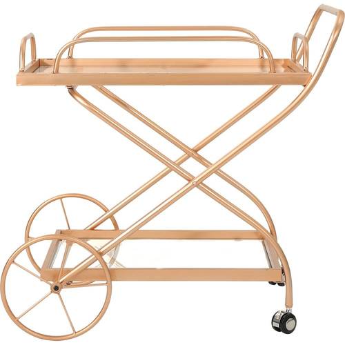 Noble House - Paxon Tempered Glass and Iron Bar Cart - Rose Gold