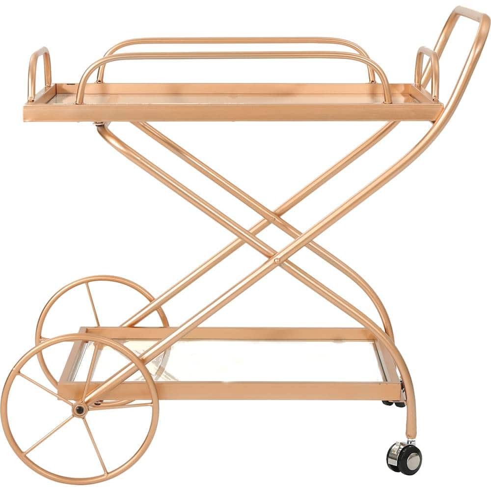 Angle View: Noble House - Paxon Tempered Glass and Iron Bar Cart - Rose Gold