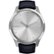 Front. Garmin - vívomove Luxe Hybrid Smartwatch 42mm Stainless Steel - Silver With Navy Italian Leather Band.
