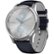 Left. Garmin - vívomove Luxe Hybrid Smartwatch 42mm Stainless Steel - Silver With Navy Italian Leather Band.