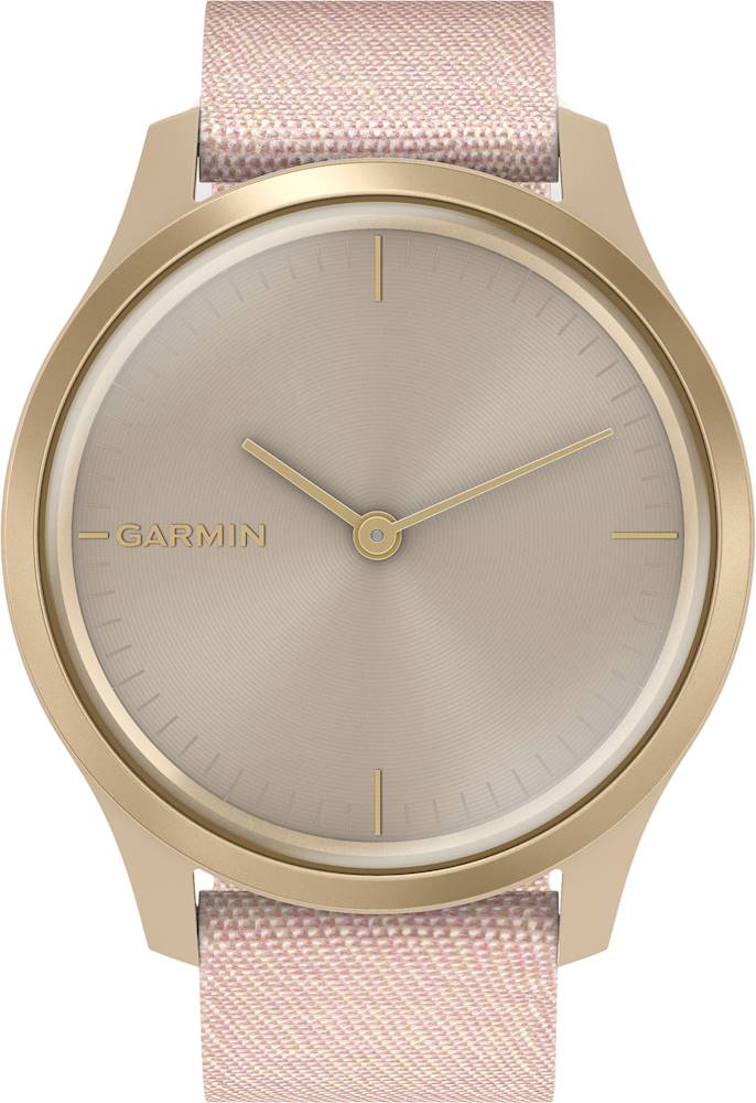Garmin - vívomove Style Hybrid Smartwatch 42mm Aluminum - Light Gold With Blush Pink Woven Nylon Band