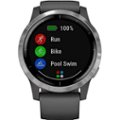 Front Zoom. Garmin - vívoactive 4 Smartwatch 45mm Fiber-Reinforced Polymer - Silver with Shadow Gray Case and Silicone Band.