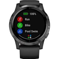 Garmin - vívoactive 4 GPS Smartwatch 33mm Fiber-Reinforced Polymer - Slate with Black Case and Silicone Band - Front_Zoom
