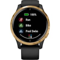 Garmin - Venu Smartwatch 43mm Fiber-Reinforced Polymer - Black With Silicone Band - Front_Standard