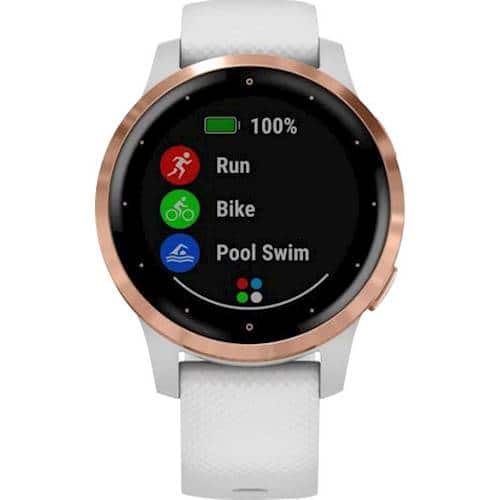 Front. Garmin - vívoactive 4S GPS Smartwatch 40mm Fiber-Reinforced Polymer - Rose Gold/White.