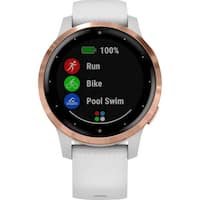 Garmin - vívoactive 4S Smartwatch 40mm Fiber-Reinforced Polymer - Rose Gold With White Case And Silicone Band - Front_Standard