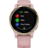 Garmin - vívoactive 4S GPS Smartwatch 28mm Fiber-Reinforced Polymer - Light Gold With Dust Rose Case And Silicone Band - Front_Zoom