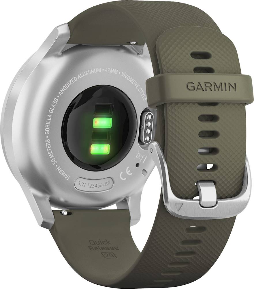 embargo Virus dusin Best Buy: Garmin vívomove Style Hybrid Smartwatch 30mm Aluminum Silver With  Moss Silicone Band 010-02240-01