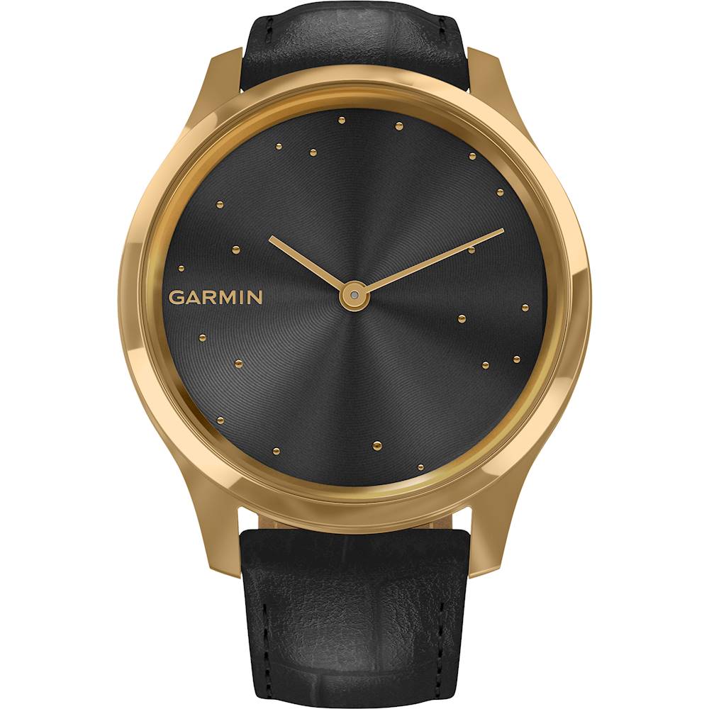 ciffer Fange Ejendomsret Garmin vívomove Luxe Hybrid Smartwatch 42mm Stainless Steel Gold With Black  Embossed Italian Leather Band 010-02241-02 - Best Buy