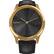 Front. Garmin - vívomove Luxe Hybrid Smartwatch 42mm Stainless Steel - Gold With Black Embossed Italian Leather Band.
