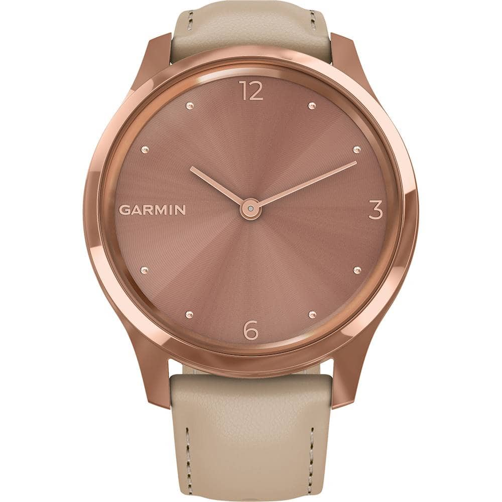 Best Buy: Garmin vívomove Luxe Hybrid Smartwatch 42mm Stainless Steel Rose  Gold With Light Sand Italian Leather Band 10-02241-01