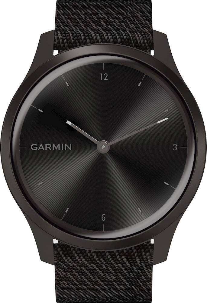 Garmin - vívomove Style Hybrid Smartwatch 42mm Aluminum - Graphite With Black Pepper Woven Nylon Band