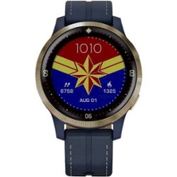 Garmin - Legacy Hero Series Captain Marvel Smartwatch 40mm Fiber-Reinforced Polymer - Danvers Blue With Leather Band - Front_Zoom