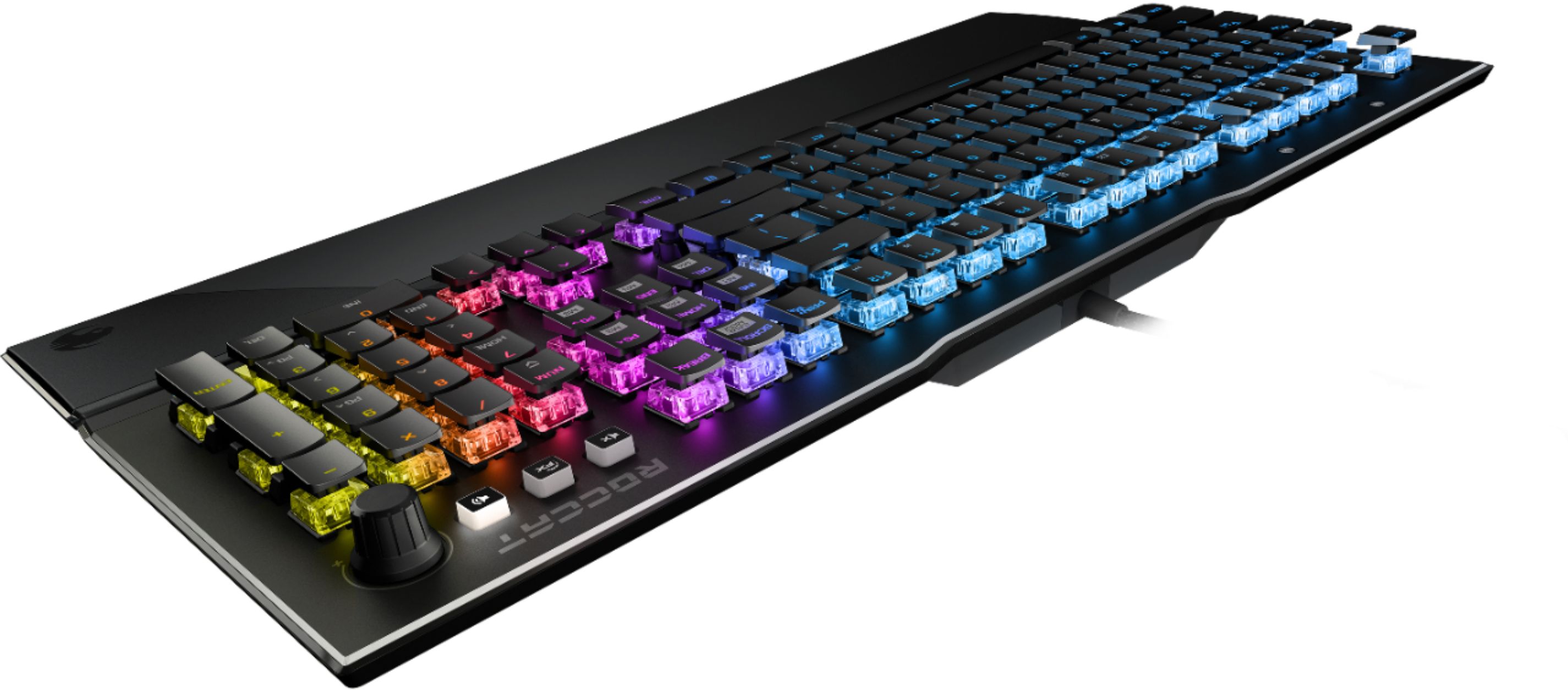Angle View: ROCCAT - Vulcan 121 RGB Full Size Wired Titan Mechanical Switch Linear with Wrist Rest PC Gaming Keyboard - Ash Black