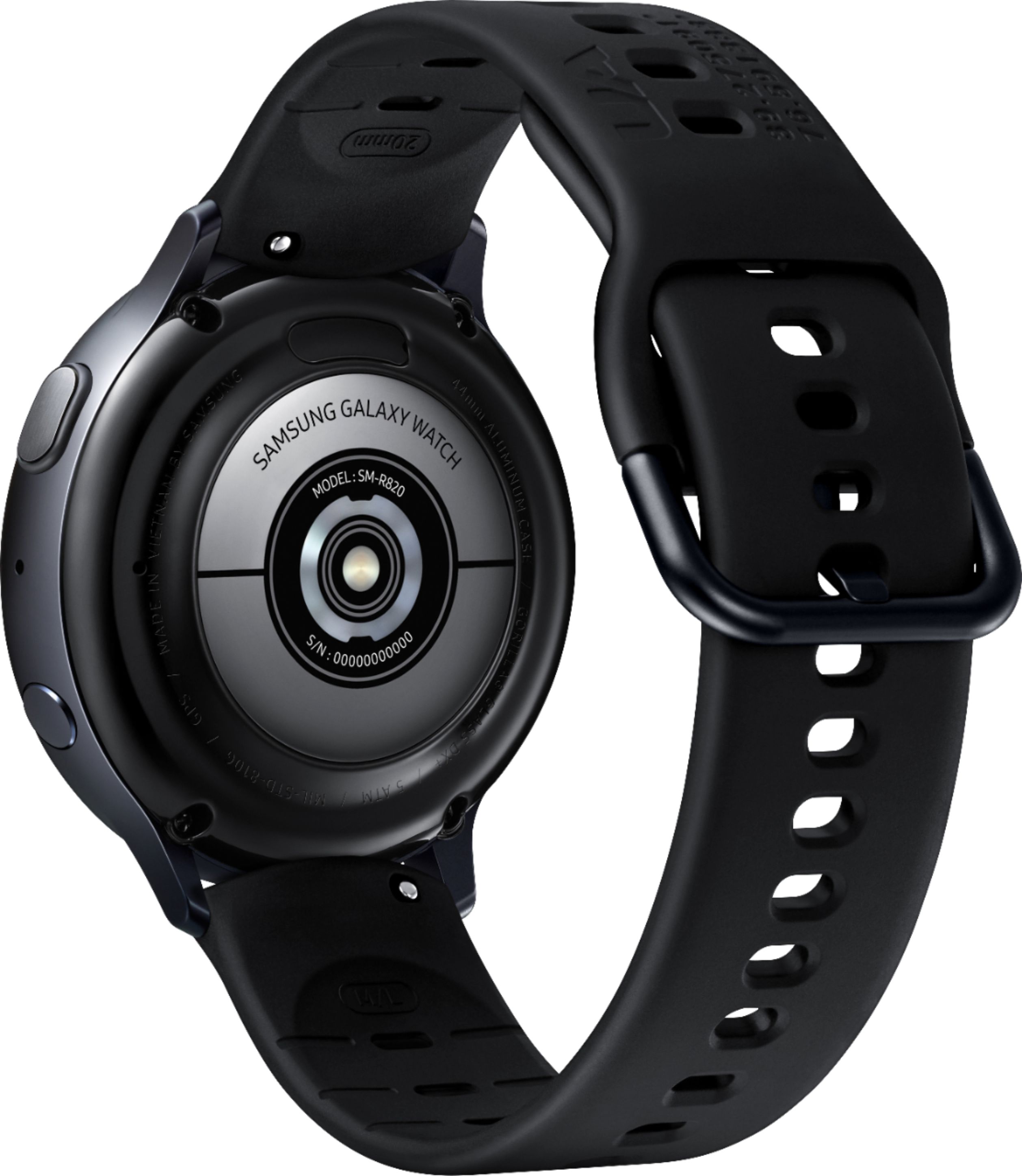 Back View: Samsung - Galaxy Watch Active2 Under Armour Edition Smartwatch 44mm Aluminum - Aqua Black