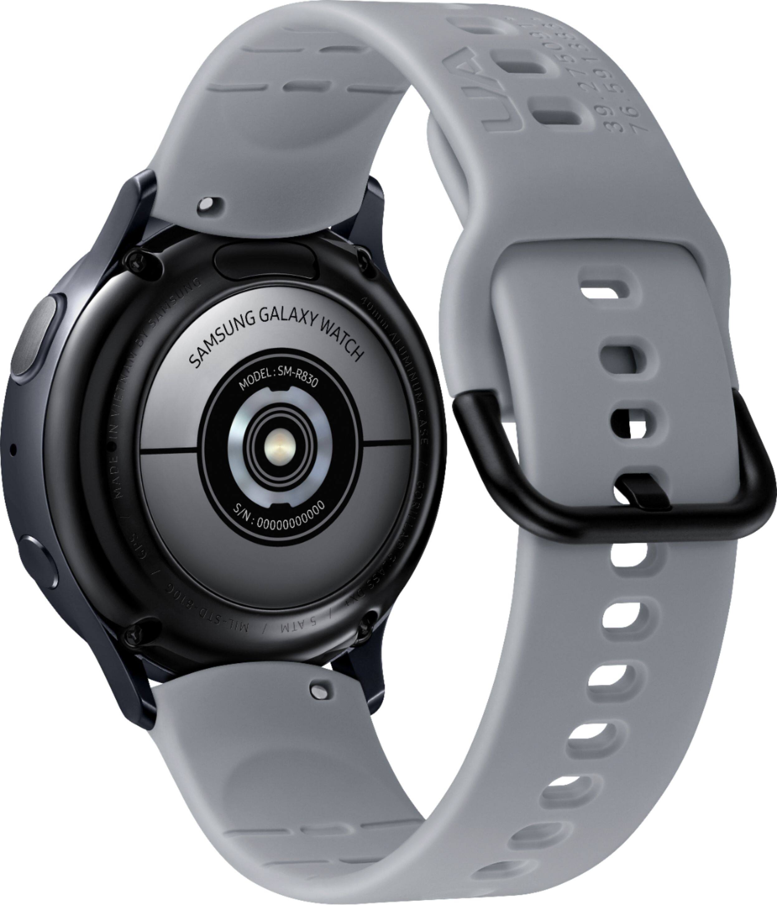 Back. Samsung - Galaxy Watch Active2 Under Armour Edition Smartwatch 40mm Aluminum - Aqua Black.