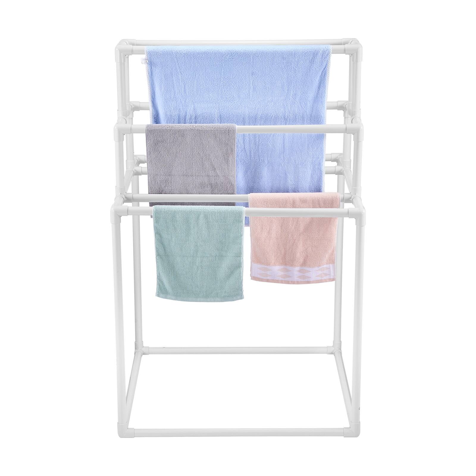 Alt View 5. VEVOR - Towel Rack, 8 Bars Outdoor PVC Towel Holder, Freestanding Pool Towel Hanger Stand Next to Hot Tub - White.