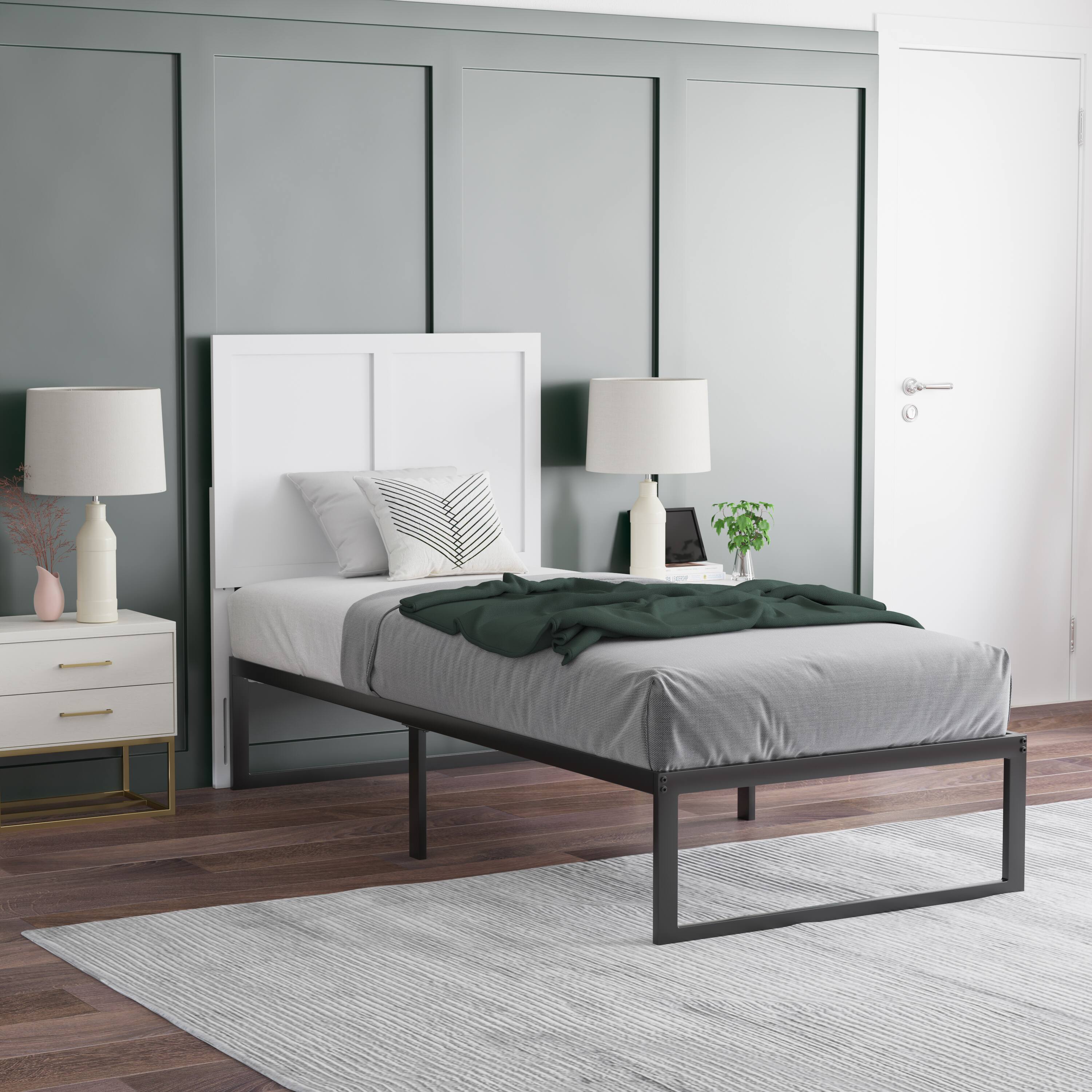 Alt View 4. Emma + Oliver - Omar Paneled Wooden Adjustable Headboard Only - White.