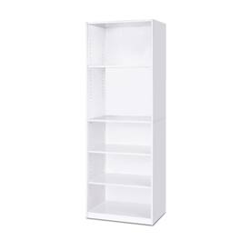 Hivvago - Modern 5-Shelf Bookcase Wood Finish - White