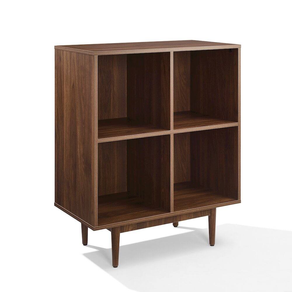 Alt View 3. Crosley Furniture - Liam 4 Cube Record Player Stand With Vinyl Storage - Walnut.