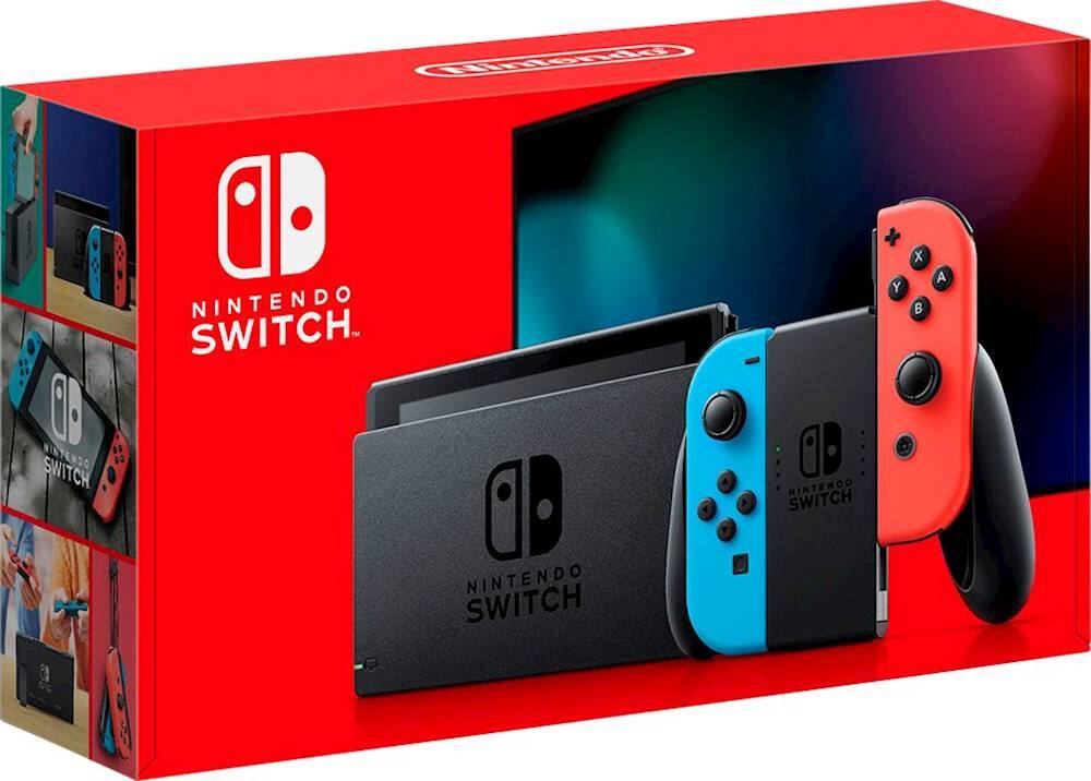 Front. Nintendo - Geek Squad Certified Refurbished Switch - Neon Red/Neon Blue Joy-Con.