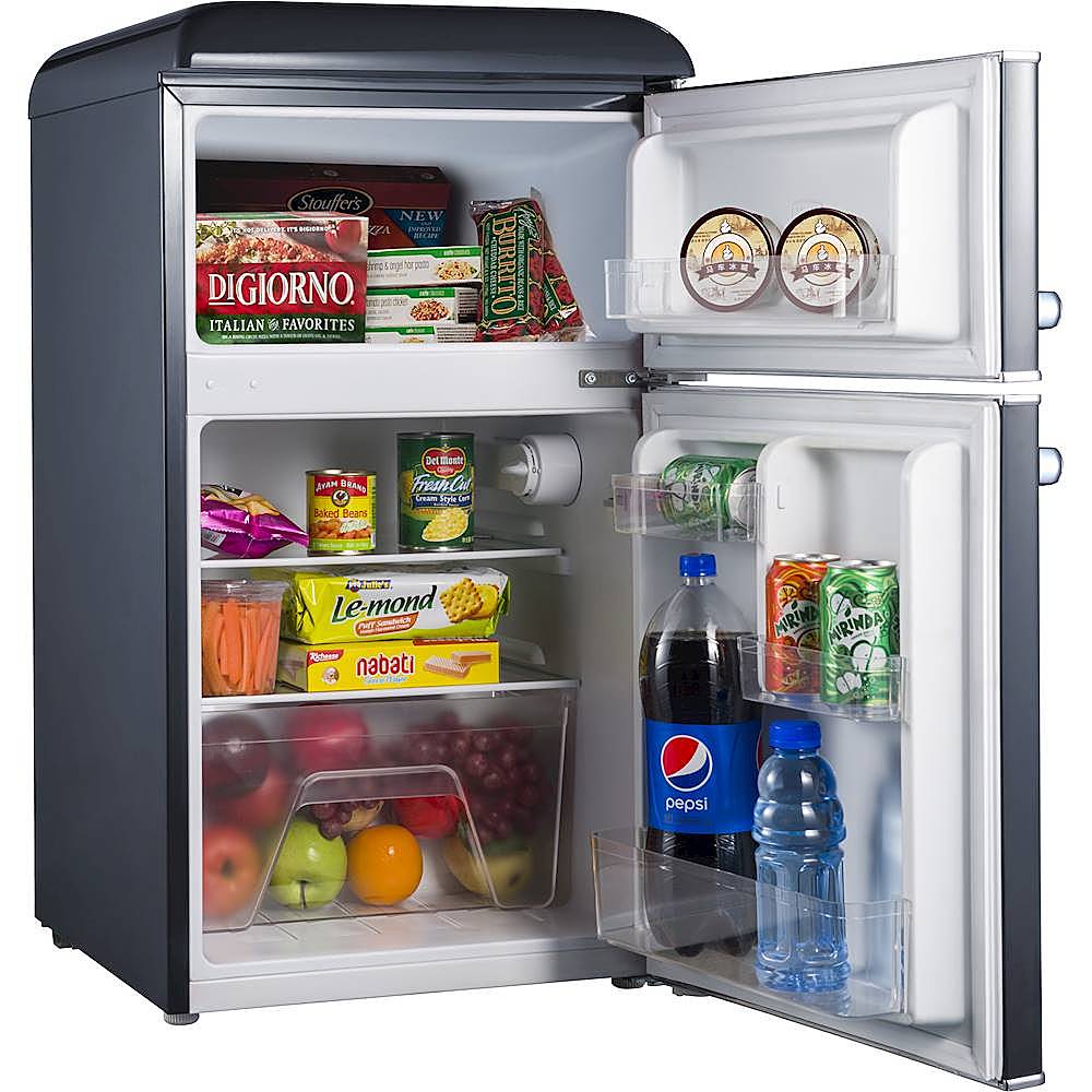 Galanz Retro Compact Mini Fridge with Freezer, 2-Door, Energy Efficient,  Small Refrigerator for Dorm, Office, Bedroom, 3.1 cu ft, Black 
