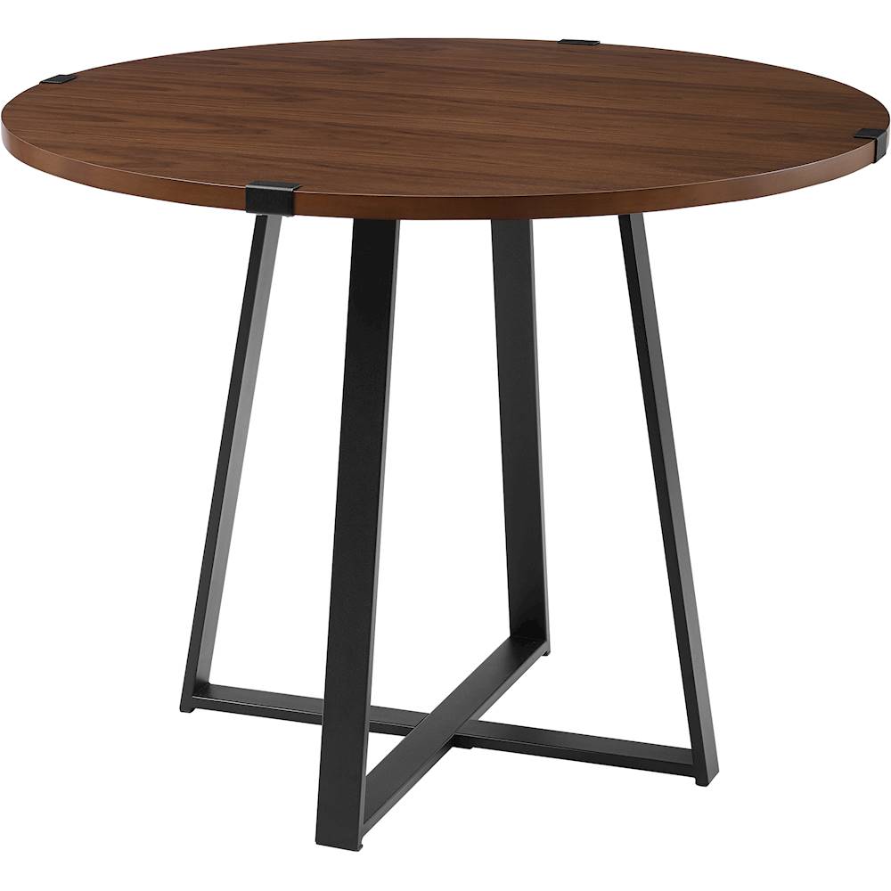 Angle View: Walker Edison - Round Urban Industrial Wood Veneer / High-Grade MDF Table - Dark Walnut